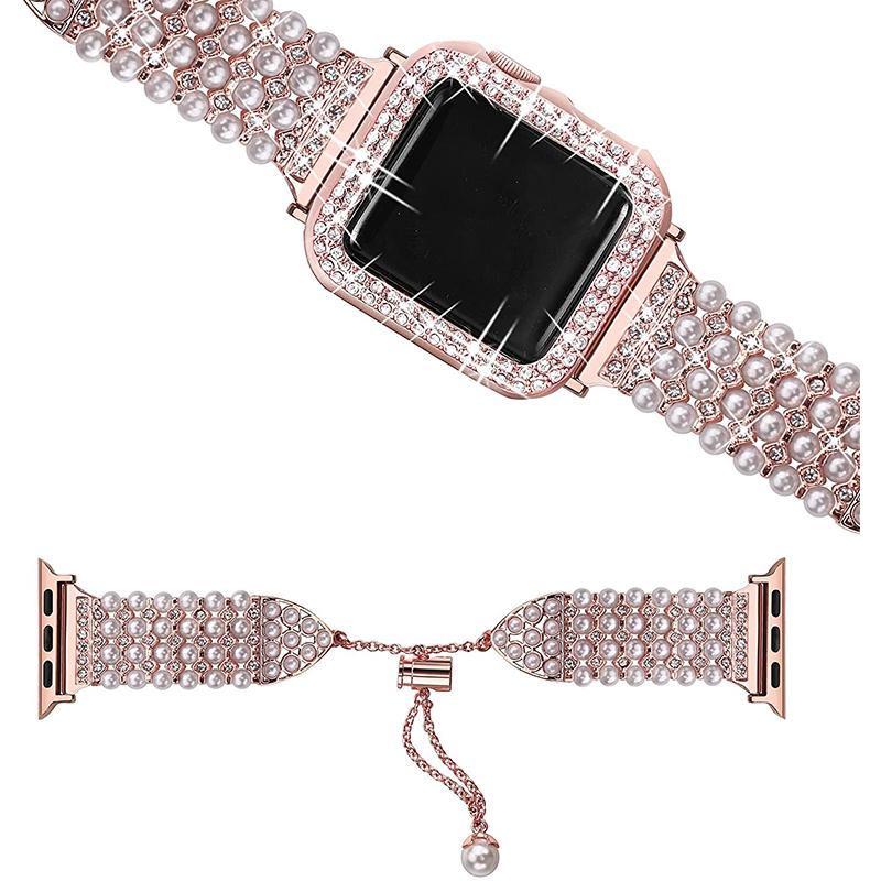 For Apple Watch Series 7 41mm Metal Pearl Rhinestone Decor Bracelet Smart Watch Band+Hollow Out PC Watch Cover Case Rose Gold
For Apple Watch Series 7 41mm Metal Pearl Rhinestone Decor Bracelet Smart Watch Band+Hollow Out PC Watch Cover Case Rose Gold