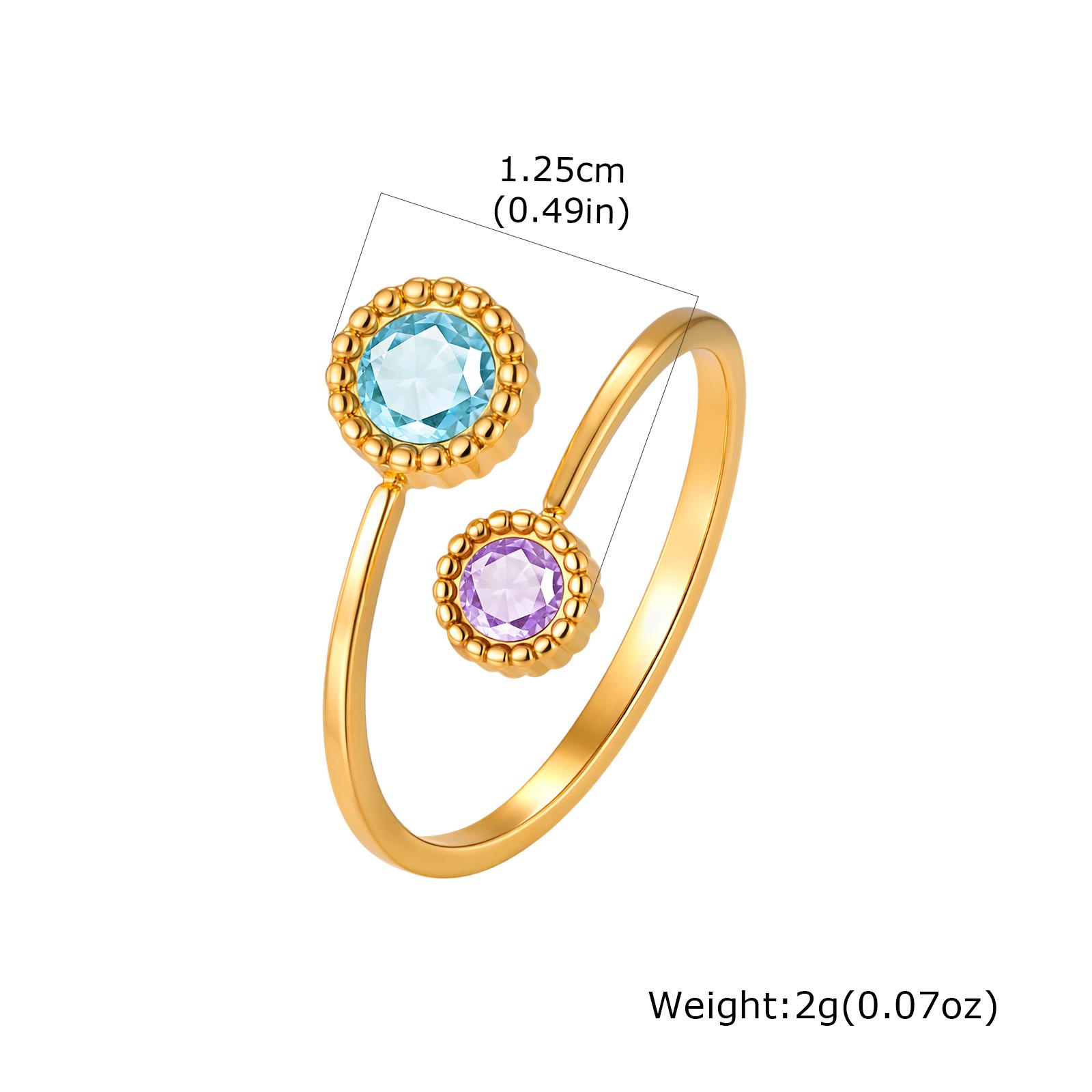 Luxury Colorful Round Zircon Open Rings 18K Gold Plated Stainless Steel Finger Jewelry Accessories for Women
Luxury Colorful Round Zircon Open Rings 18K Gold Plated Stainless Steel Finger Jewelry Accessories for Women