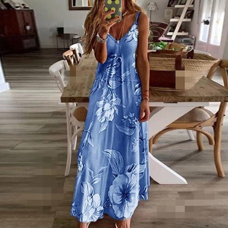 Fashion Loose Printed Suspenders Long Dress Women V Neck Plus Size Casual Simple Floral Maxi A-line Party Dresses Summer Spring Streetwear Clothing 5XL aqua синього кольору
Fashion Loose Printed Suspenders Long Dress Women V Neck Plus Size Casual Simple Floral Maxi A-line Party Dresses Summer Spring Streetwear Clothing 5XL aqua синього кольору