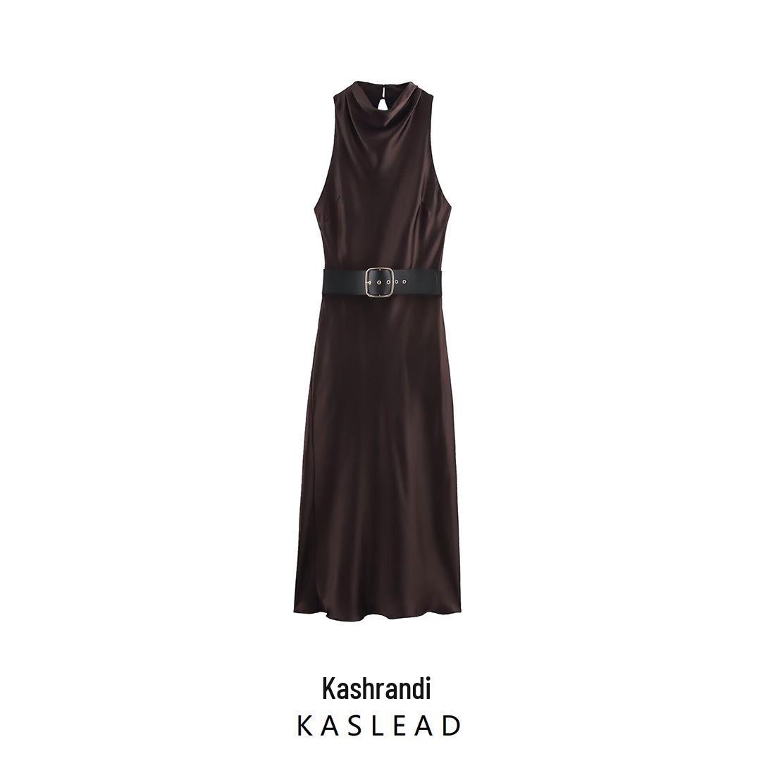 2025 Spring Women s European & American Style Silk Satin Sleeveless Dress with Belt Large
2025 Spring Women s European & American Style Silk Satin Sleeveless Dress with Belt Large