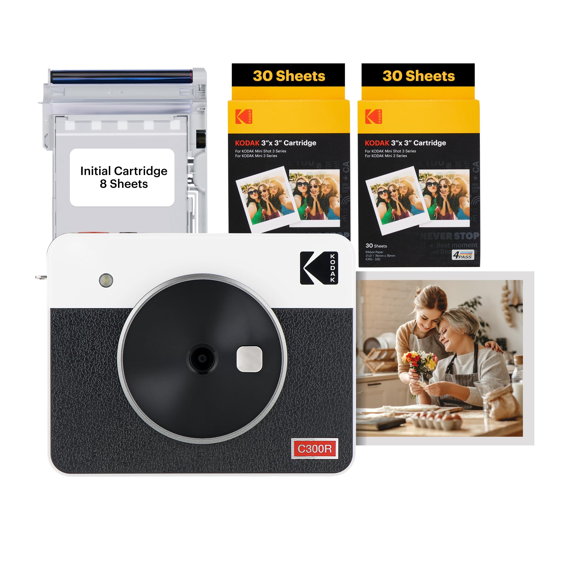 Kodak Mini Shot 3 Retro 4PASS 2-в-1 Миттєва камера та фотопринтер (7.6см x 7.6см) + Корпус камери (8 Принтів) + Набір для друку 60 шт., Білий
Kodak Mini Shot 3 Retro 4PASS 2-в-1 Миттєва камера та фотопринтер (7.6см x 7.6см) + Корпус камери (8 Принтів) + Набір для друку 60 шт., Білий