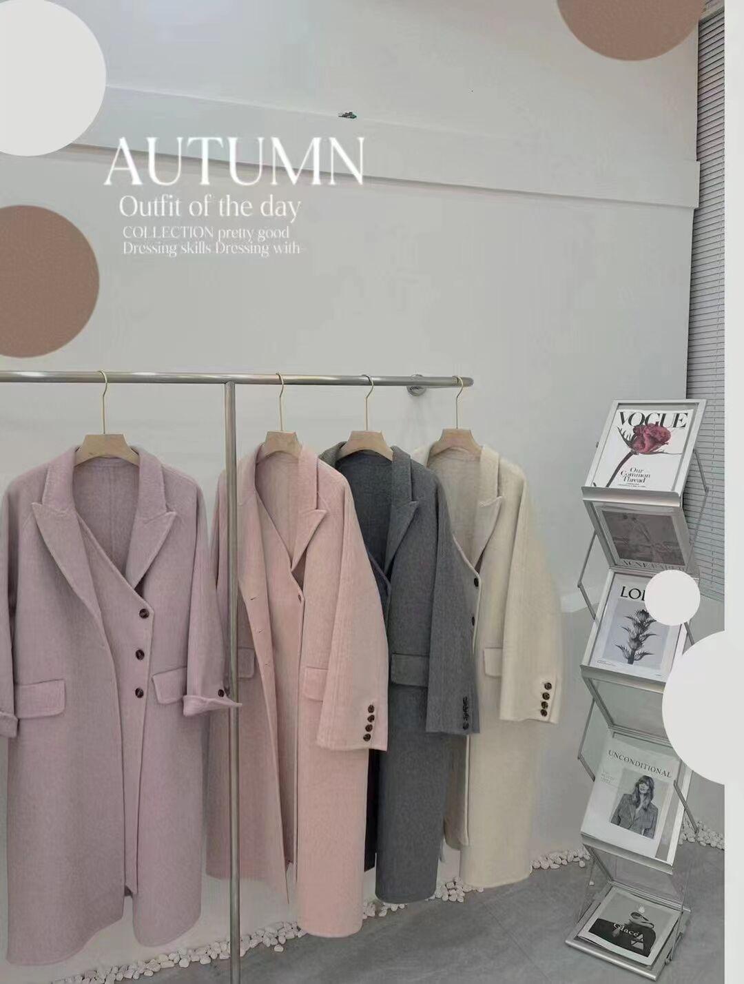 Розовый воротник костюма, незаменимое шерстяное пальто для ношения осенью и зимой, кашемировое пальто средней длины и длинное класса люкс M recommends 120-70kg