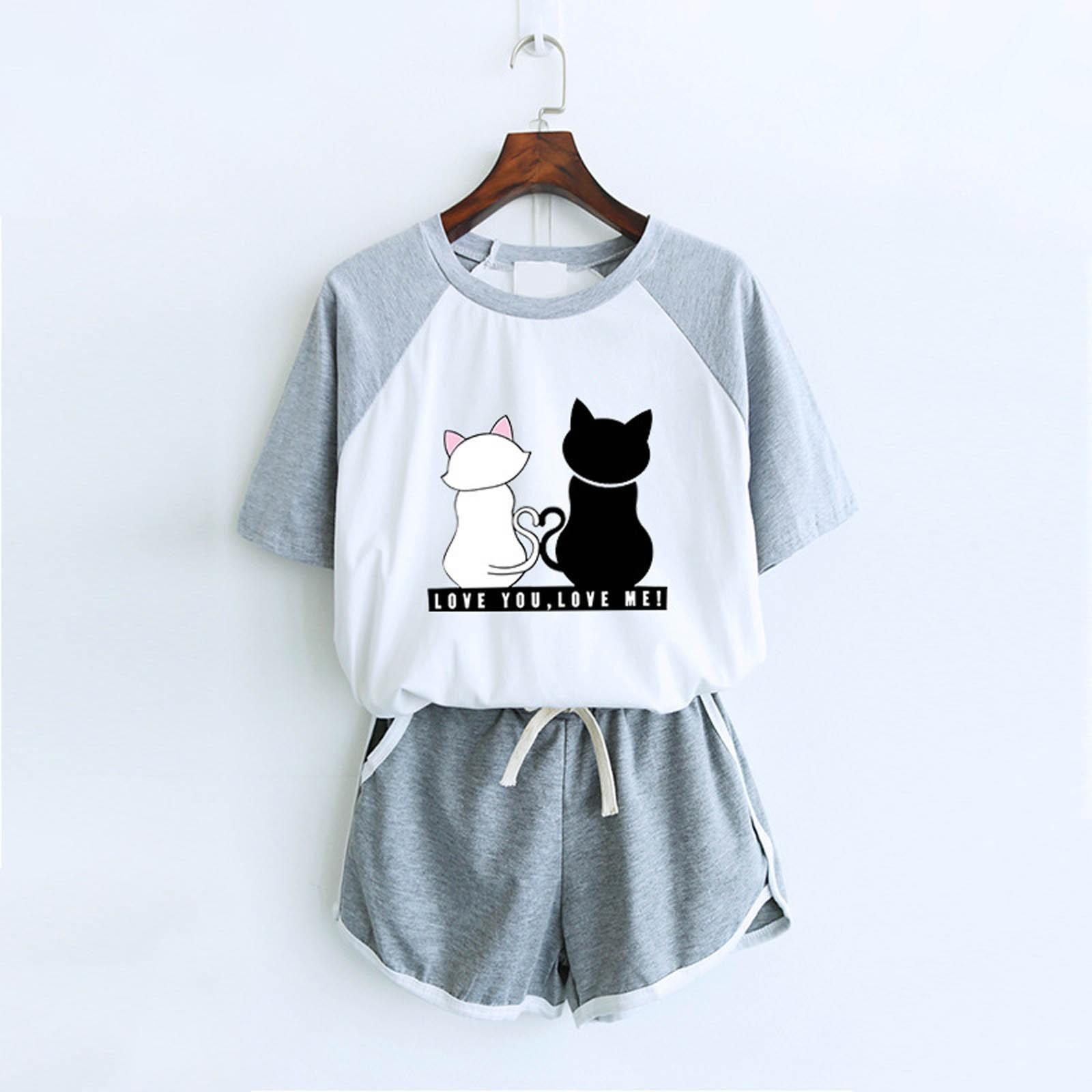Women s Summer Fashion Print Short Sleeve Pocket Shorts Home Sports Set XL
Women s Summer Fashion Print Short Sleeve Pocket Shorts Home Sports Set XL