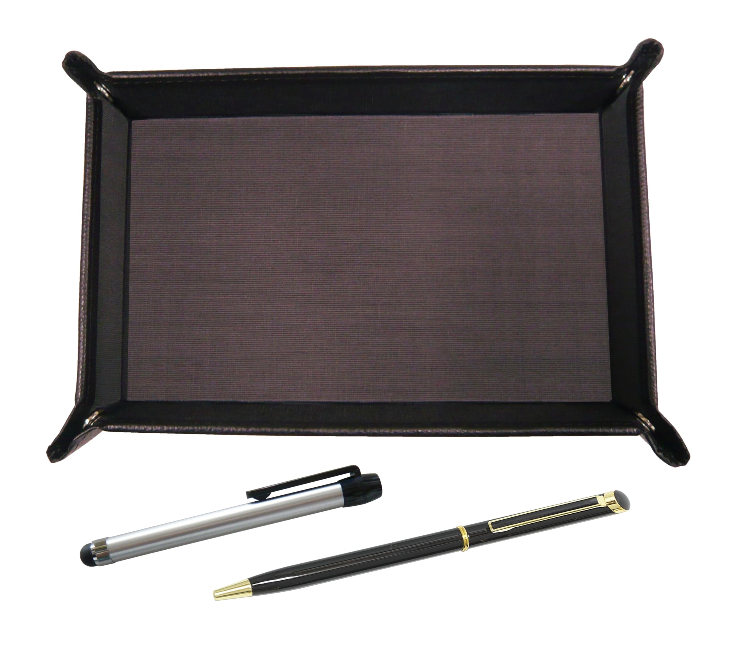 Grained chocolate color cowhide pen tray Metal touch silver bar and epoxy rotating ballpoint pen set Black TRATYO-ALST-WD002-B
Grained chocolate color cowhide pen tray Metal touch silver bar and epoxy rotating ballpoint pen set Black TRATYO-ALST-WD002-B