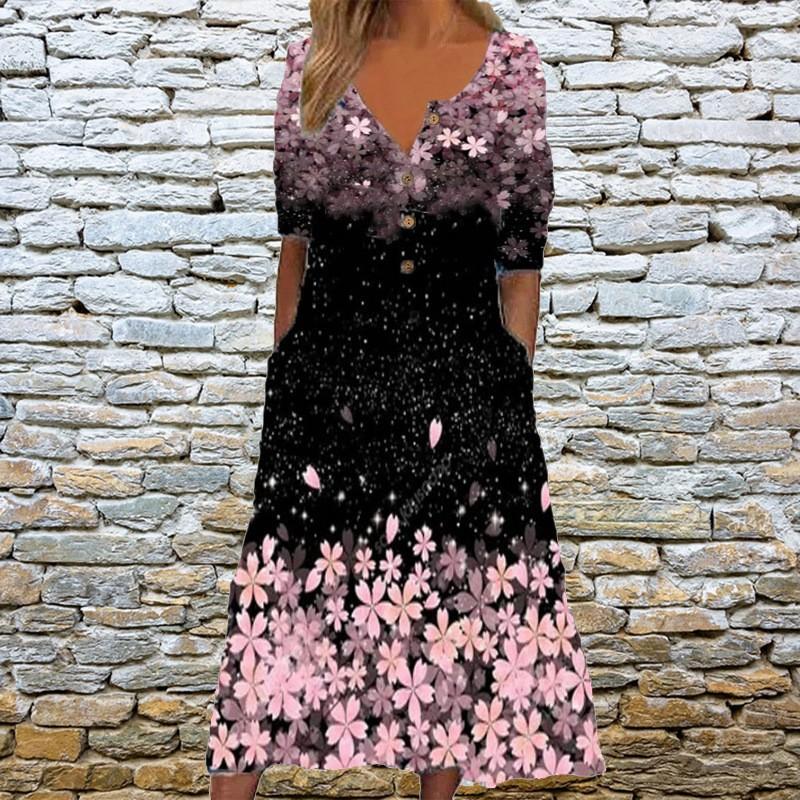 Women V Neck Half Sleeve Floral Print Midi Dress With Pockets Casual Daily Wear S
Women V Neck Half Sleeve Floral Print Midi Dress With Pockets Casual Daily Wear S
