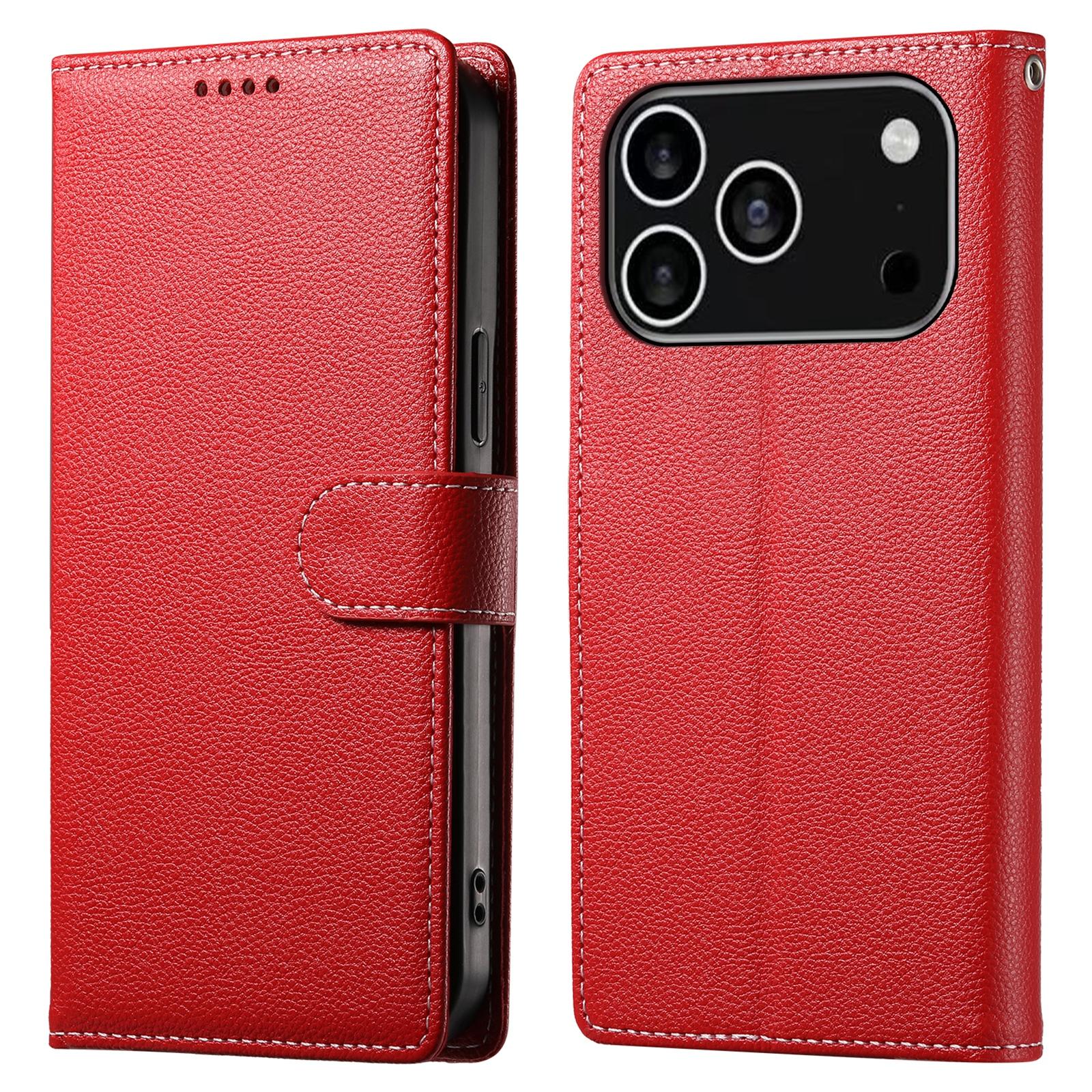 For iPhone 17 Pro Case Magnetic Snap Litchi Texture Leather Wallet Phone Cover with Wrist Strap Red
For iPhone 17 Pro Case Magnetic Snap Litchi Texture Leather Wallet Phone Cover with Wrist Strap Red