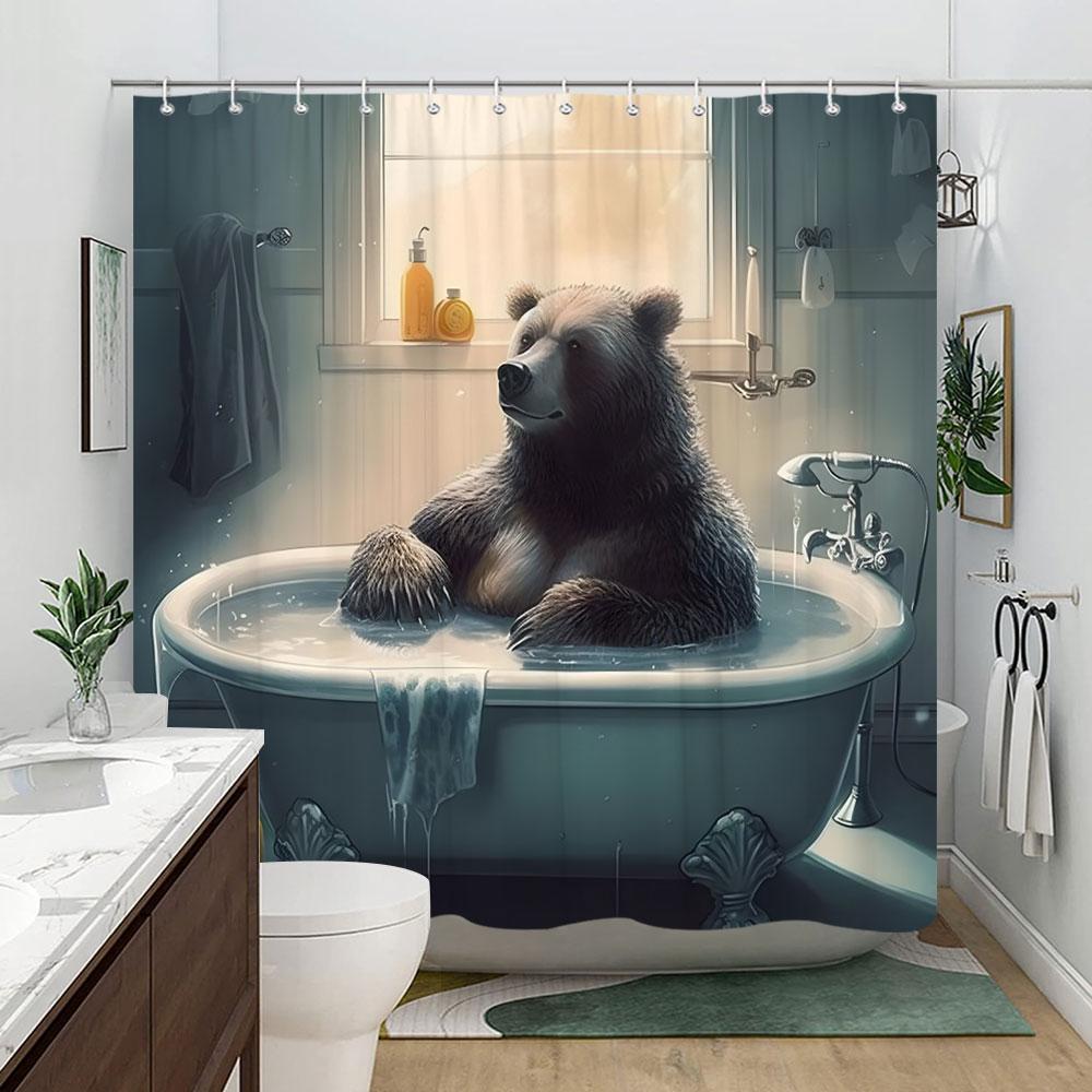 Funny Cat In Bathtub Bathing Cartoon Kids Shower Curtain Tyrannosaurus Rex Wave Polyester Fabric Shower Curtains Bathroom Decor W60H190(CM)-1 Pcs
Funny Cat In Bathtub Bathing Cartoon Kids Shower Curtain Tyrannosaurus Rex Wave Polyester Fabric Shower Curtains Bathroom Decor W60H190(CM)-1 Pcs