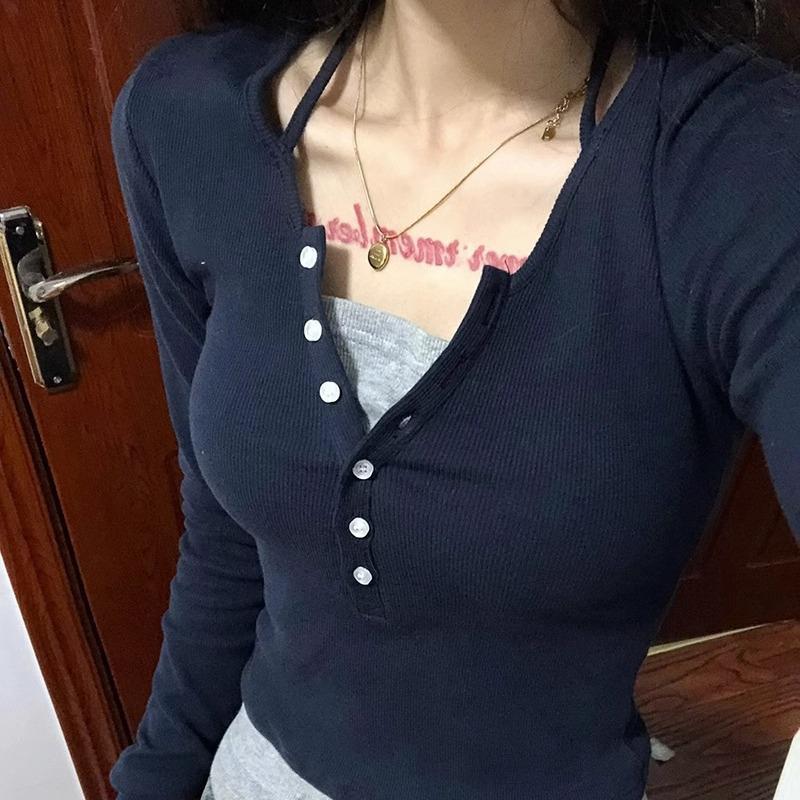 Two-piece Style Long-Sleeve Halter Neck Slim Fit T-shirt for Women - Autumn Collection Double Extra Large
Two-piece Style Long-Sleeve Halter Neck Slim Fit T-shirt for Women - Autumn Collection Double Extra Large