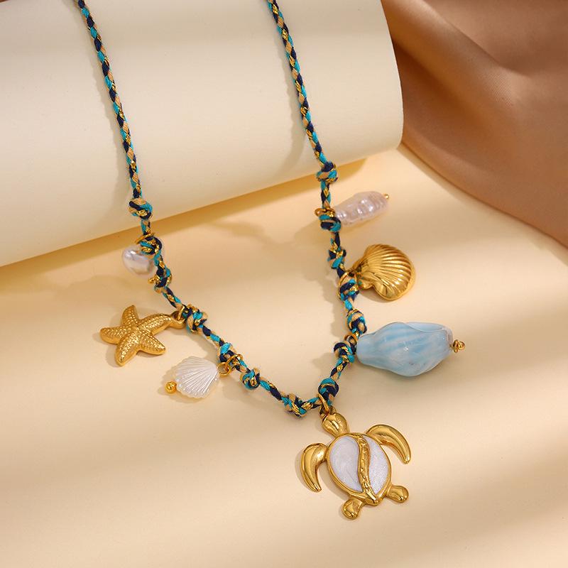 European & American Sea Turtle Titanium Steel Necklace: Women s Ocean Style Woven Rope Clavicle Chain
European & American Sea Turtle Titanium Steel Necklace: Women s Ocean Style Woven Rope Clavicle Chain