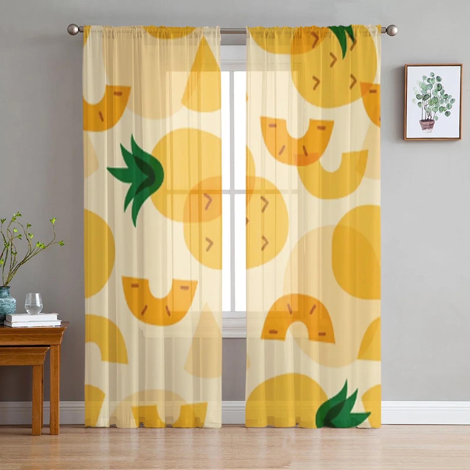 Yellow Pineapple Fruit Flower Tulle Curtains Living Room Bedroom Decoration Transparent Chiffon Voile Window Curtain Light Filtering For Polyester W100*H130(CM)-Rod Pocket&2PCS
Yellow Pineapple Fruit Flower Tulle Curtains Living Room Bedroom Decoration Transparent Chiffon Voile Window Curtain Light Filtering For Polyester W100*H130(CM)-Rod Pocket&2PCS