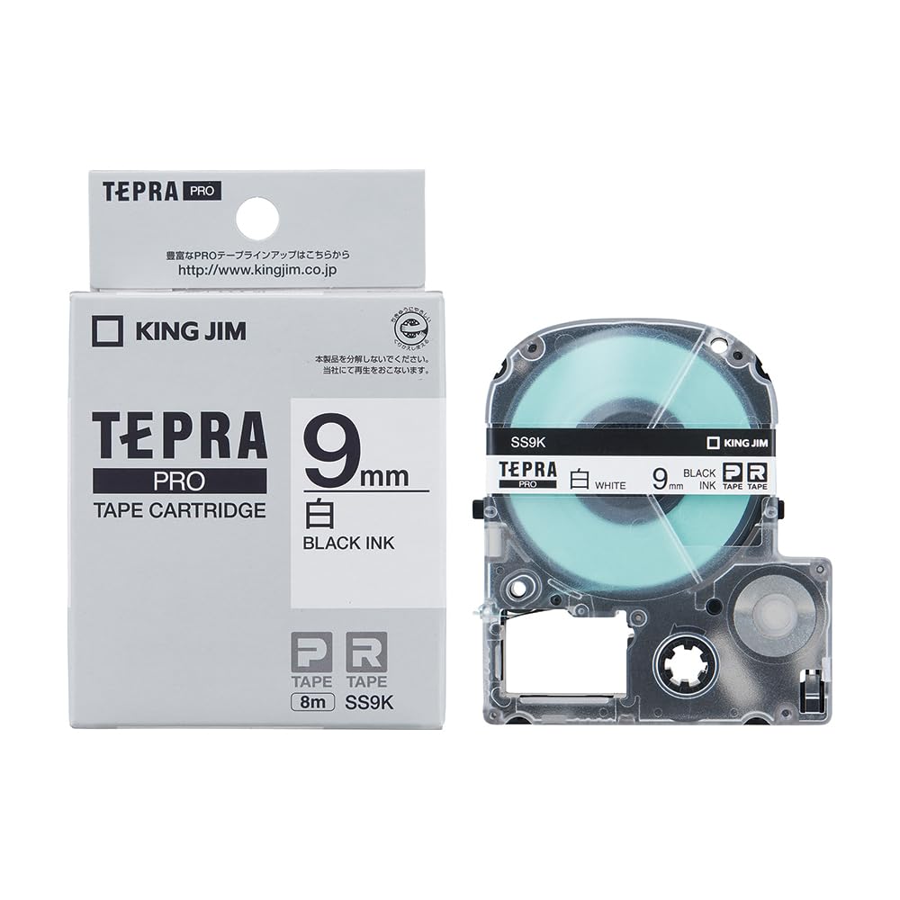 King Jim Genuine Tepra PRO Tape 1 9mm white 8m SS9K Cartridge, piece, label/black text, length,
King Jim Genuine Tepra PRO Tape 1 9mm white 8m SS9K Cartridge, piece, label/black text, length,