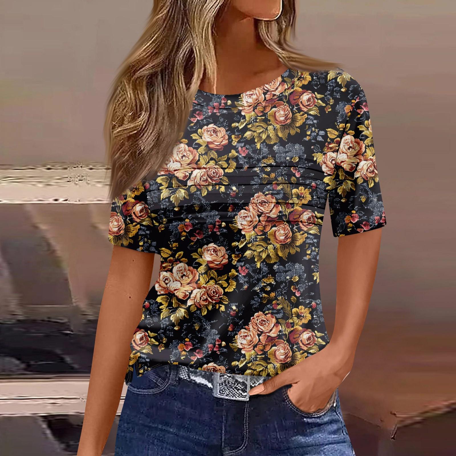 Женская плиссированная футболка с круглым вырезом и цветочным принтом, короткий рукав, топ с разрезом по низу L циан
Женская плиссированная футболка с круглым вырезом и цветочным принтом, короткий рукав, топ с разрезом по низу L циан