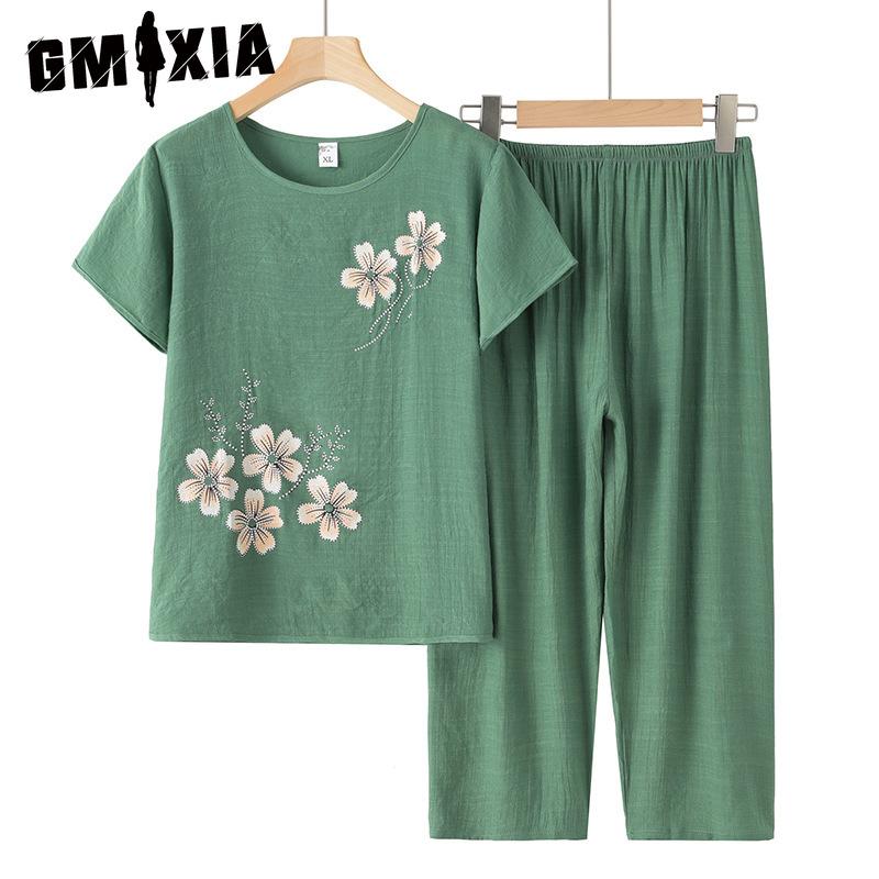 GMXIA Summer Clothing Set Printed for Elderly Female Mothers, Short-sleeved Cotton and Linen Loose Two-piece Set for The Elderly Pajama Sets XXXXL хакі
GMXIA Summer Clothing Set Printed for Elderly Female Mothers, Short-sleeved Cotton and Linen Loose Two-piece Set for The Elderly Pajama Sets XXXXL хакі