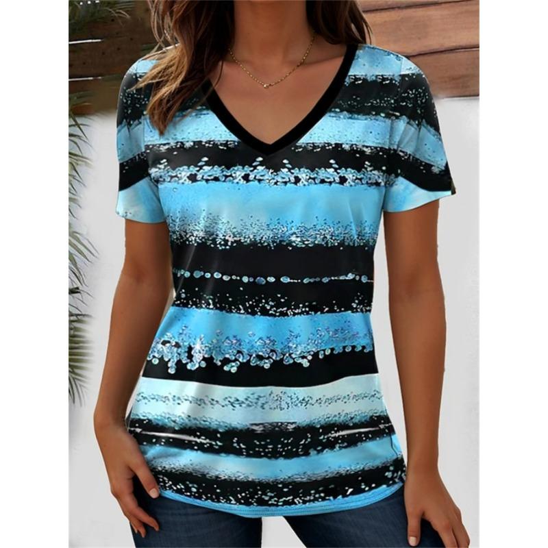 Women s T-shirt Marine Striped Casual Short Sleeve V-Neck Regular Top Daily Outing Weekend Print S
Women s T-shirt Marine Striped Casual Short Sleeve V-Neck Regular Top Daily Outing Weekend Print S