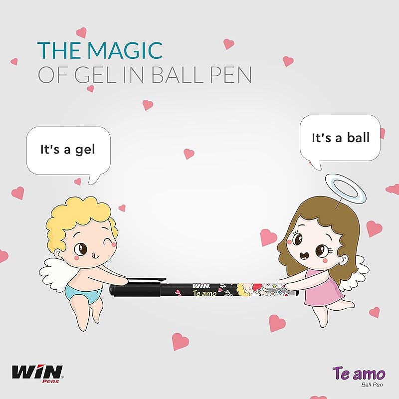 WIN Te amo Ball Pens | 50 Pens (25 Blue Ink & 25 Black Ink) | The Magic of Gel in a Ball Pen | 0.7 mm Tip | Smooth Writi 150 синий
WIN Te amo Ball Pens | 50 Pens (25 Blue Ink & 25 Black Ink) | The Magic of Gel in a Ball Pen | 0.7 mm Tip | Smooth Writi 150 синий