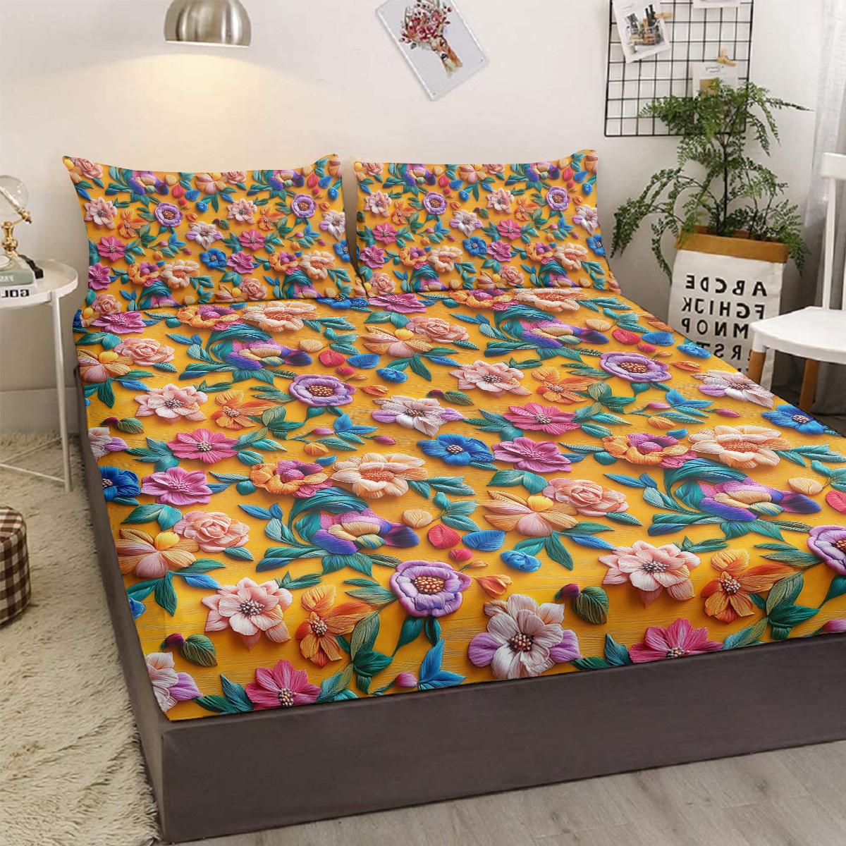 3-Piece Bed Set With Embroidered 3D Flowers, With 2 Pillowcases, Suitable For Living Room And Bedroom (Couples, Romantic) 99cmx199cm
3-Piece Bed Set With Embroidered 3D Flowers, With 2 Pillowcases, Suitable For Living Room And Bedroom (Couples, Romantic) 99cmx199cm