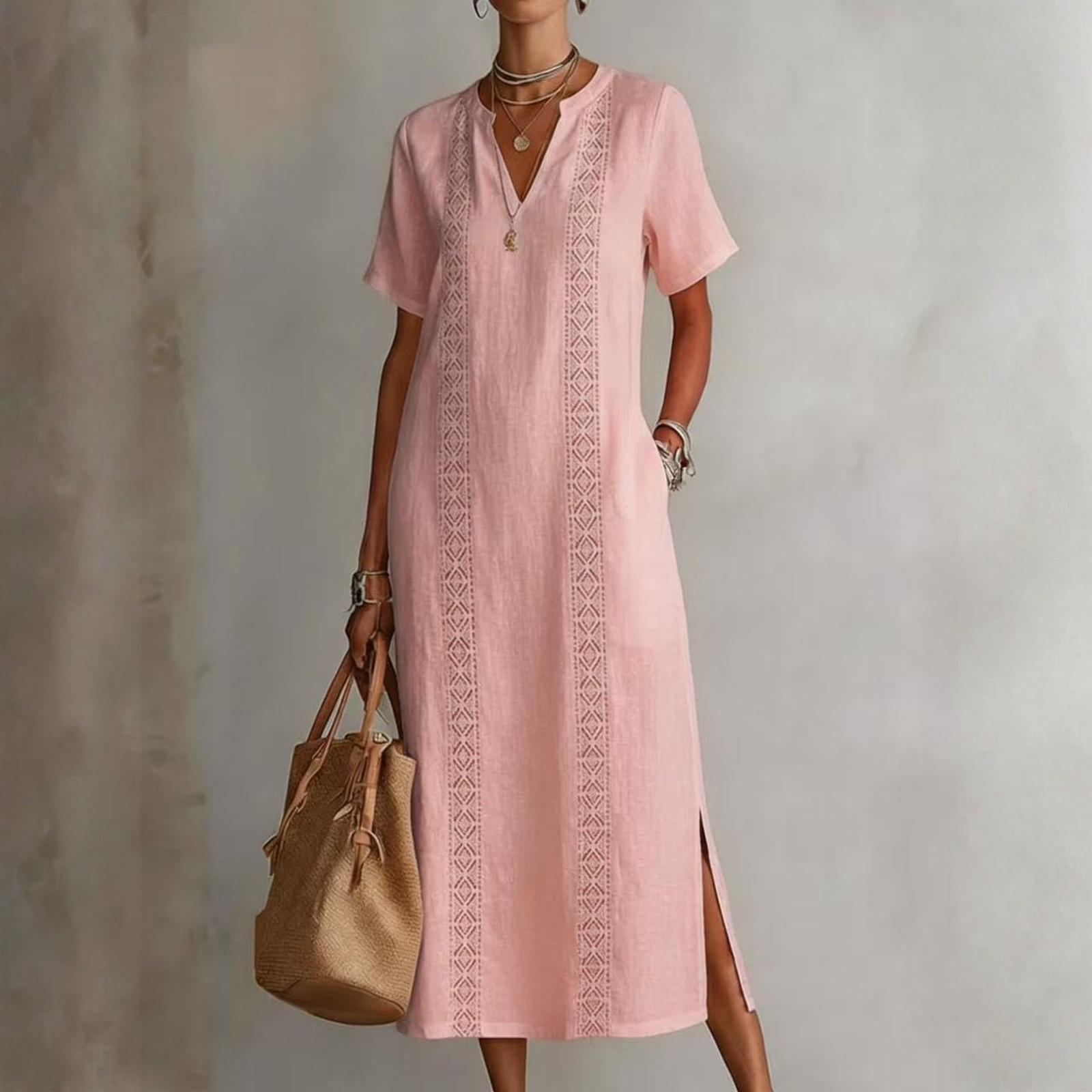 Ladies Retro Comfortable Hollow Lace V-neck Loose Cotton And Linen Dress XXL розовый
Ladies Retro Comfortable Hollow Lace V-neck Loose Cotton And Linen Dress XXL розовый