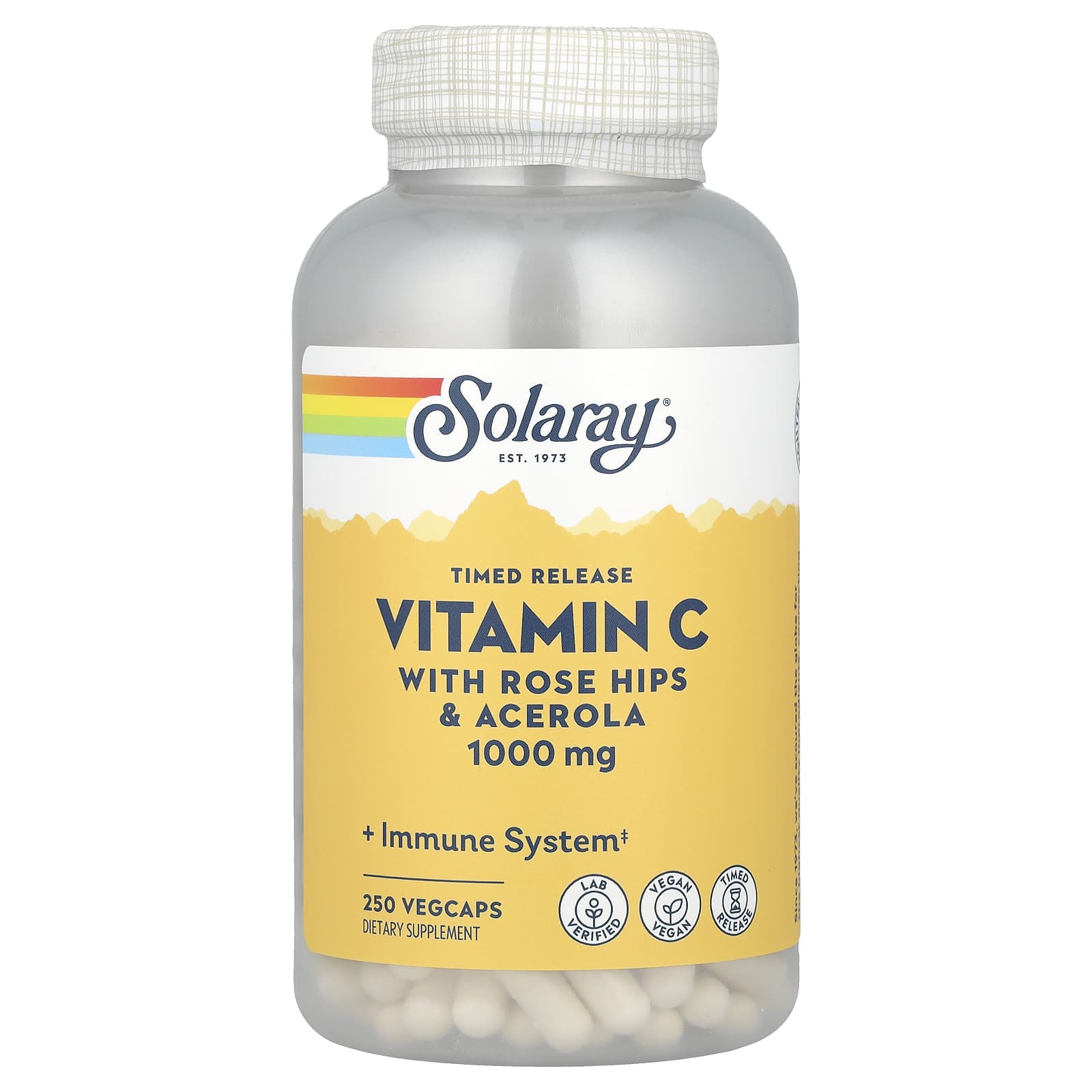 Solaray, extended-release vitamin C, with rosehip and acerola, 1,000 mg, 250 vegetable capsules
Solaray, extended-release vitamin C, with rosehip and acerola, 1,000 mg, 250 vegetable capsules