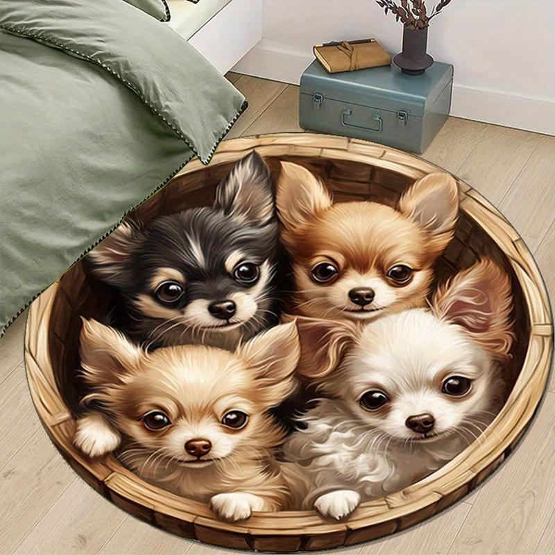 Cozy Puppy Print Round Area Rug - Soft Polyester Non-Slip Mat with Adorable Chihuahua Puppies Design for Bedroom, Living Room, or Home Decor 80cm
Cozy Puppy Print Round Area Rug - Soft Polyester Non-Slip Mat with Adorable Chihuahua Puppies Design for Bedroom, Living Room, or Home Decor 80cm