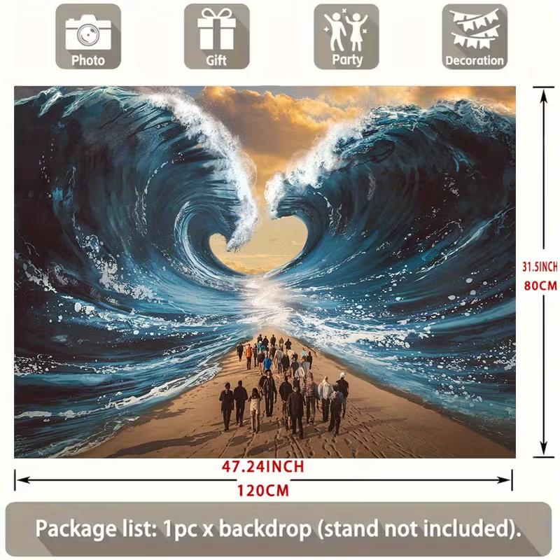 2D Exodus Miracle Tapestry, Red Sea Parting Ocean Wave Scene Wall Backdrop 47.2x31.5inch/120*80cm
2D Exodus Miracle Tapestry, Red Sea Parting Ocean Wave Scene Wall Backdrop 47.2x31.5inch/120*80cm
