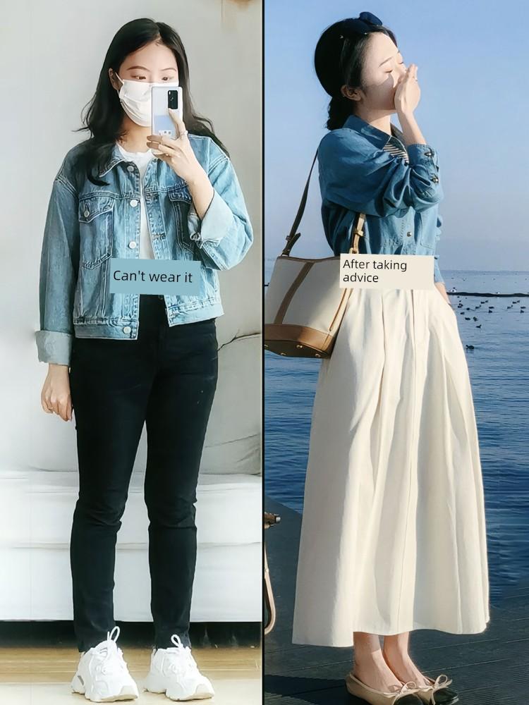 Spring Outfit: a Complete Set of Plus-Size Vintage-Style Blue Denim Shirt and A-Line Skirt Set for Fat Girls XXL
Spring Outfit: a Complete Set of Plus-Size Vintage-Style Blue Denim Shirt and A-Line Skirt Set for Fat Girls XXL