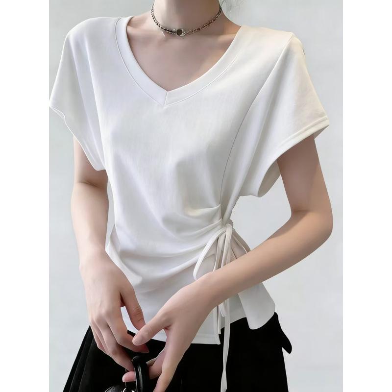 Women s Pure Cotton Tie-Up V-Neck Short-Sleeve Cropped T-Shirt - Korean Summer Style Small білий
Women s Pure Cotton Tie-Up V-Neck Short-Sleeve Cropped T-Shirt - Korean Summer Style Small білий
