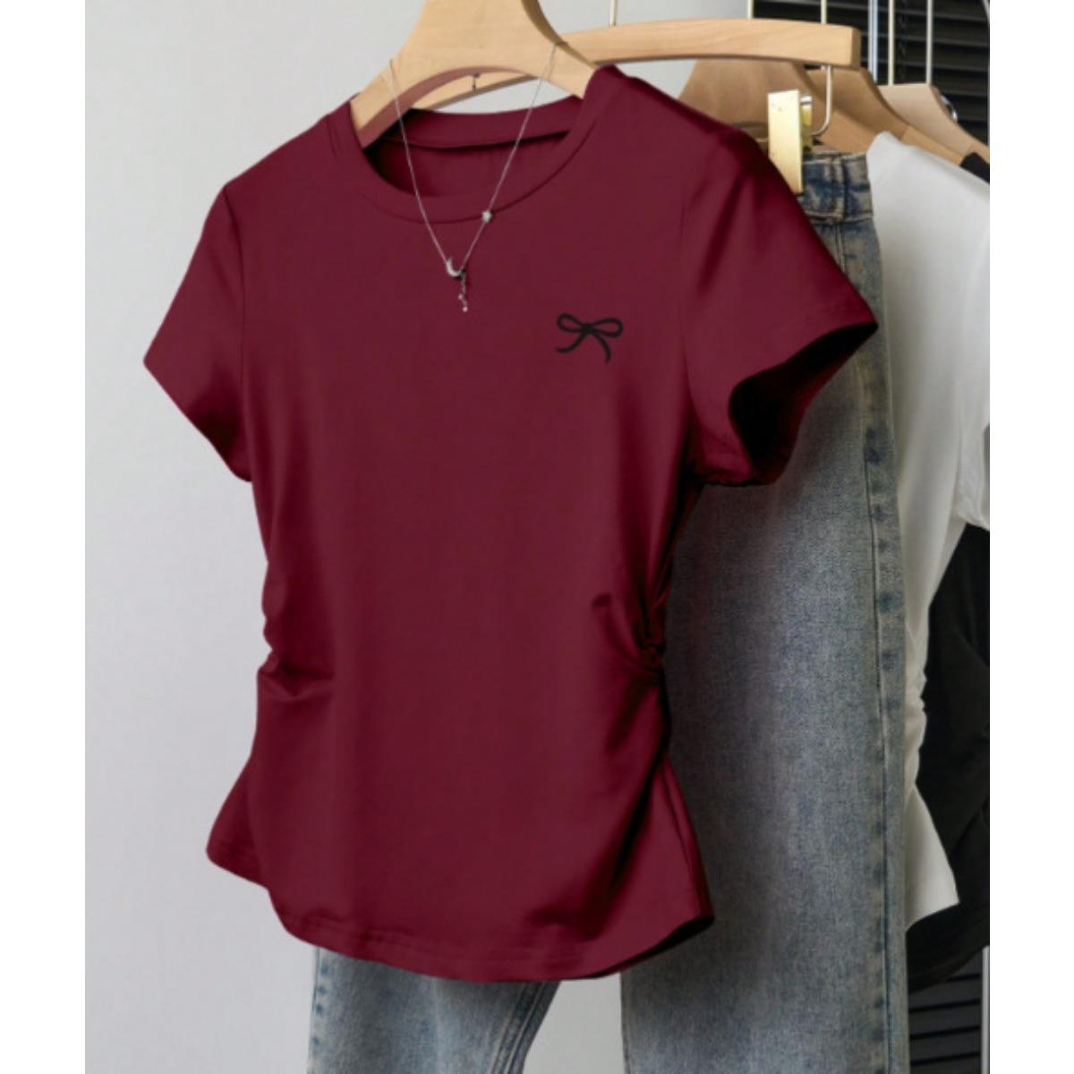 Літня нова футболка з короткими рукавами та плечима, універсальна корейська версія, приталений крій, великий розмір, злегка пухкенький топ із ефектом стягування талії та схуднення M
Літня нова футболка з короткими рукавами та плечима, універсальна корейська версія, приталений крій, великий розмір, злегка пухкенький топ із ефектом стягування талії та схуднення M