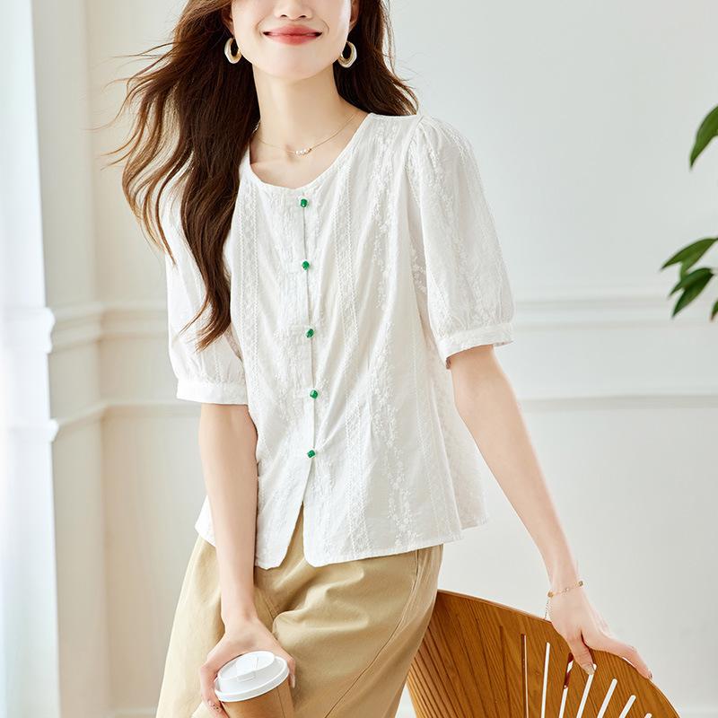 Short-sleeved Jade Button Embroidered Shirt for Women In Summer Thin Commuting Unique Niche Small Top for Women M
Short-sleeved Jade Button Embroidered Shirt for Women In Summer Thin Commuting Unique Niche Small Top for Women M