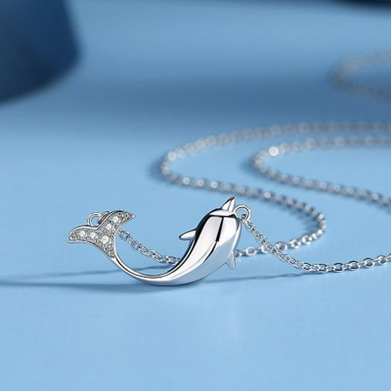 Silver Plated 925 Dolphin Love Necklace for Women - Korean Style Clavicle Chain with Simple Versatile Pendant
Silver Plated 925 Dolphin Love Necklace for Women - Korean Style Clavicle Chain with Simple Versatile Pendant