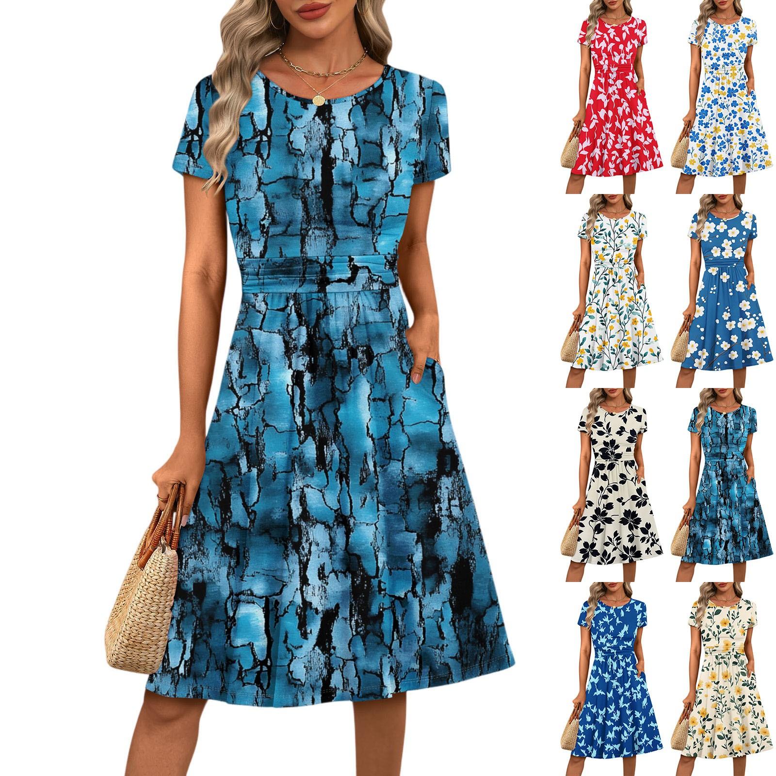 Women s Casual Fashion Round Neck Pleated Short Sleeve Floral Print A-Line Midi Dress S
Women s Casual Fashion Round Neck Pleated Short Sleeve Floral Print A-Line Midi Dress S