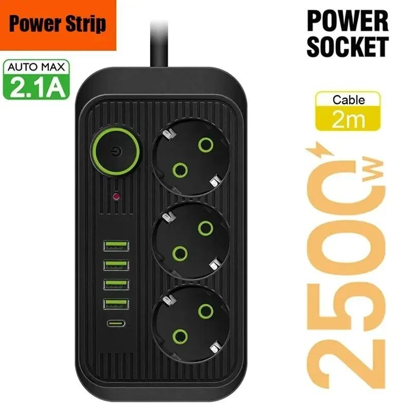 2M EU Plug AC Outlets Multitap Socket Extension Cord Electrical Power Strip With USB Type C Fast Charge Network Filter Adapter EU Plug
2M EU Plug AC Outlets Multitap Socket Extension Cord Electrical Power Strip With USB Type C Fast Charge Network Filter Adapter EU Plug