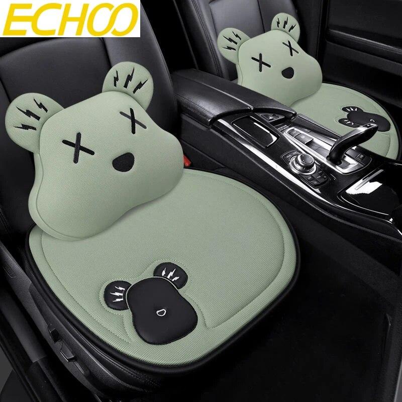 Комплект автомобильных подушек, подушка для подголовника с героями мультфильмов, универсальная цельная дышащая трехсекционная зимняя льняная подушка на четыре сезона