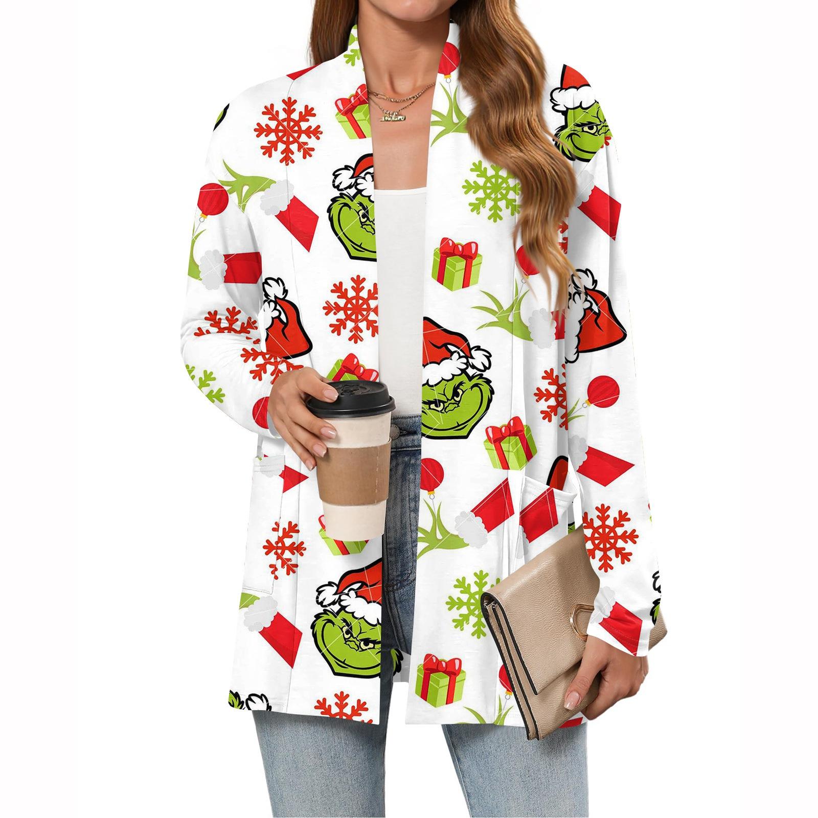 Women s Christmas Printed Lightweight Cardigan Long Sleeved Casual Loose Thin Fit With Pockets Cardigan Jacket XXXXL білий
Women s Christmas Printed Lightweight Cardigan Long Sleeved Casual Loose Thin Fit With Pockets Cardigan Jacket XXXXL білий