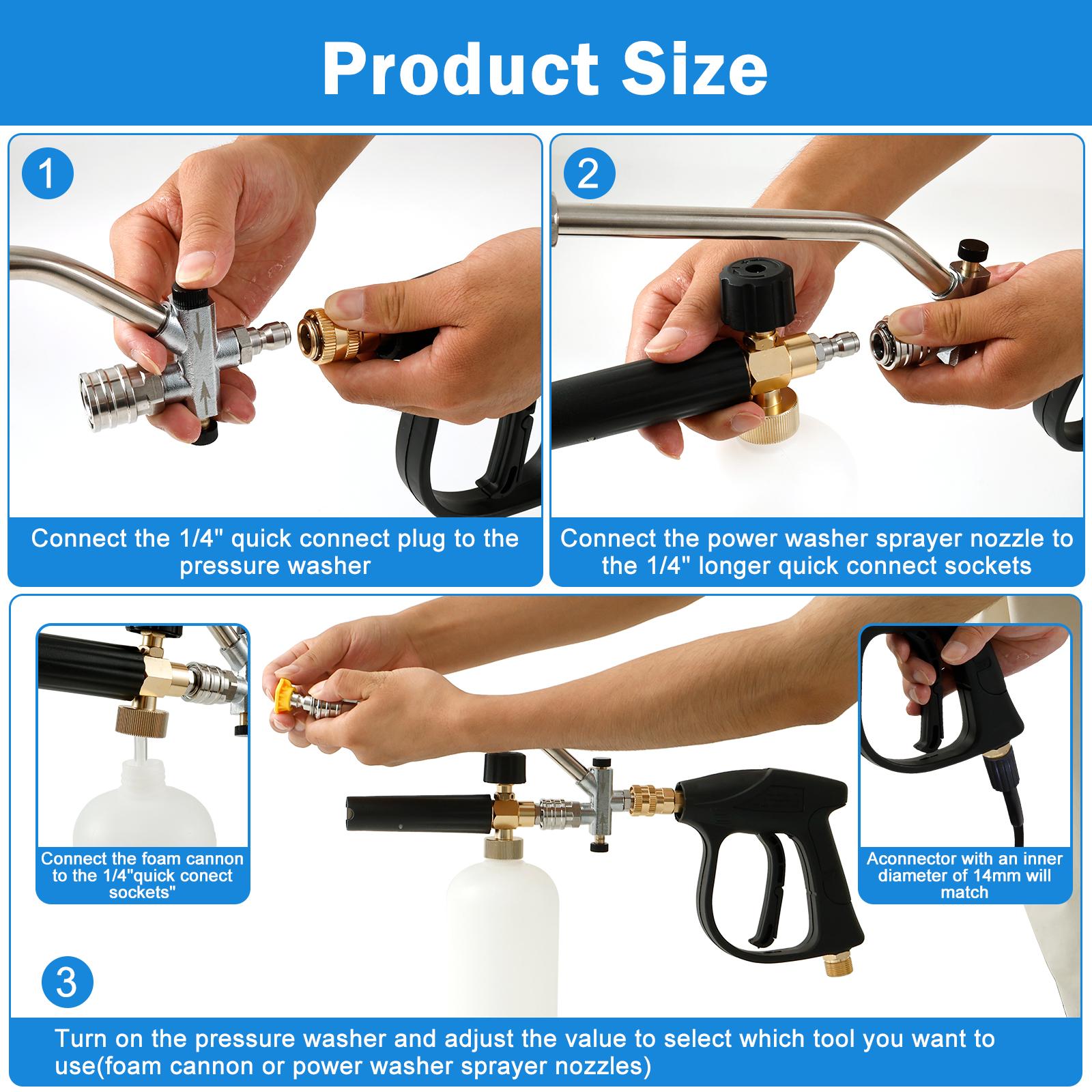 Pressure Washer Foam Sprayer Efficient Car Wash Foam Sprayer with Dual Connector Accessory 5 Nozzles Quick Connect for Car Washi
Pressure Washer Foam Sprayer Efficient Car Wash Foam Sprayer with Dual Connector Accessory 5 Nozzles Quick Connect for Car Washi