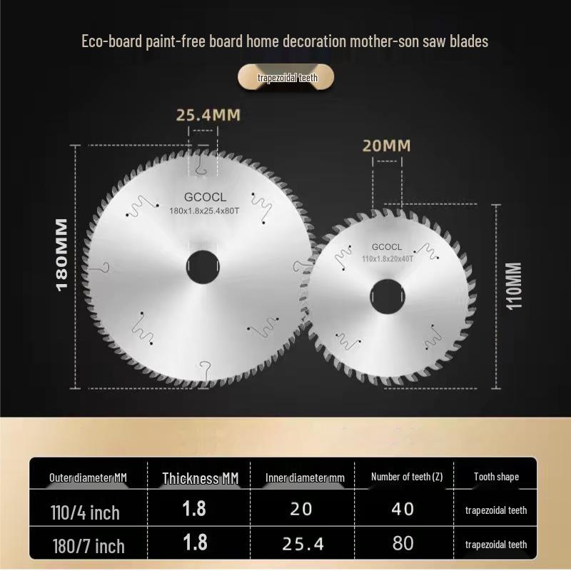 Eco-Friendly Paint-Free Push Table Panel Saw Blade - 7/8/9/10 Inch Woodworking Ladder Flat Tooth, Mother-Son Saw
Eco-Friendly Paint-Free Push Table Panel Saw Blade - 7/8/9/10 Inch Woodworking Ladder Flat Tooth, Mother-Son Saw