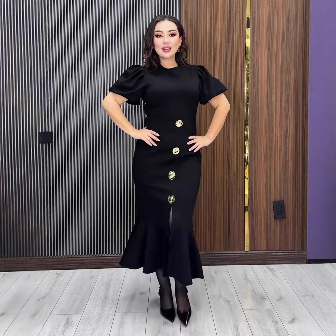 2025 Autumn Elegant Fishtail Dress - Solid Color, Short Sleeve, Slim Fit, Round Neck XXL
2025 Autumn Elegant Fishtail Dress - Solid Color, Short Sleeve, Slim Fit, Round Neck XXL