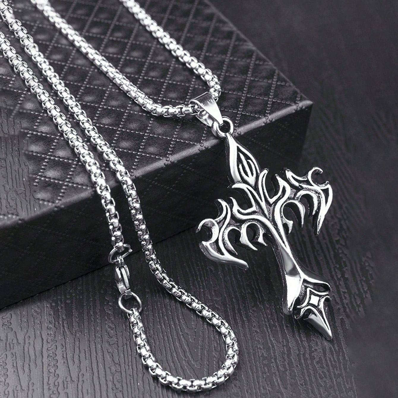 Flame Cross Pendant Sweater Chain, Men s Statement Necklace for T-shirts 60Cm Square Pearl Chain
Flame Cross Pendant Sweater Chain, Men s Statement Necklace for T-shirts 60Cm Square Pearl Chain