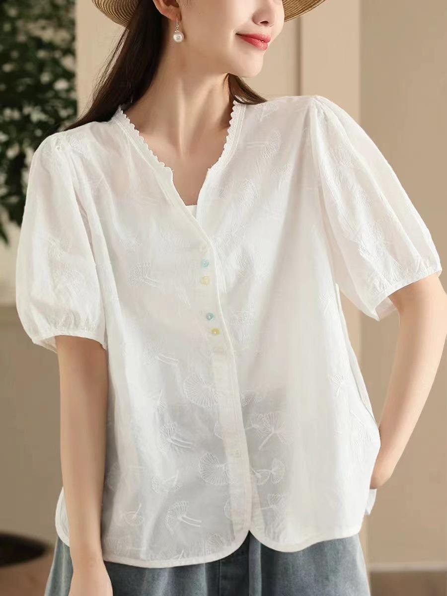 Johnature Женская летняя модная рубашка из хлопка с вышивкой и короткими рукавами в китайском стиле, винтажная однотонная свободная рубашка One Size белый
Johnature Женская летняя модная рубашка из хлопка с вышивкой и короткими рукавами в китайском стиле, винтажная однотонная свободная рубашка One Size белый