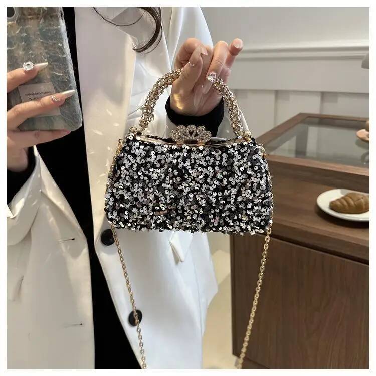 Shiny Sequins Luxury Women Bag Diamond Inlaid Handle Banquet Clutch Purse Wedding Party Prom Dress Evening Bag
Shiny Sequins Luxury Women Bag Diamond Inlaid Handle Banquet Clutch Purse Wedding Party Prom Dress Evening Bag