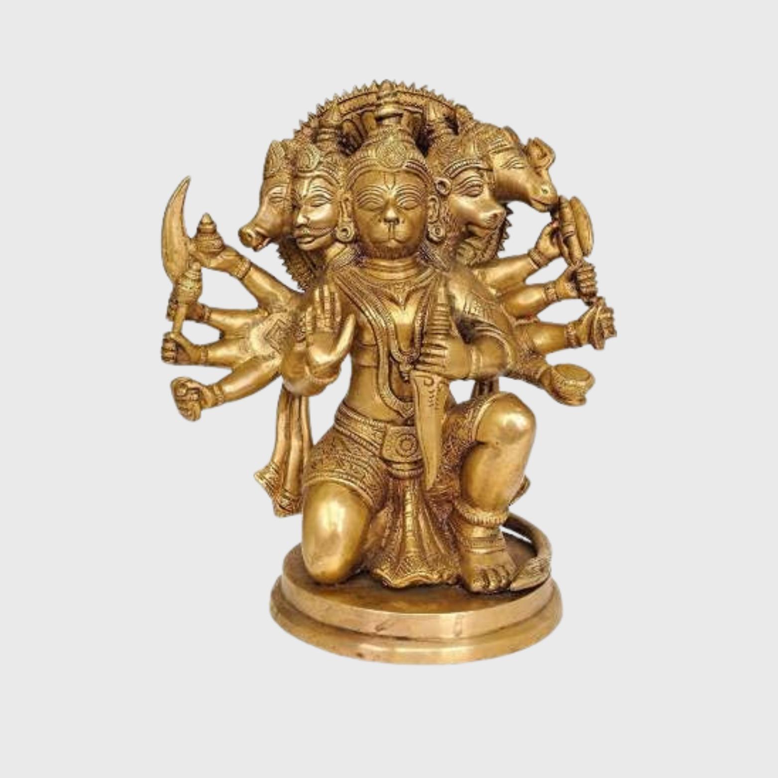 Pure Brass Made Panchmukhi Hanuman Ji Idol, God Hanuman Ji, Gold - 4 Inch
Pure Brass Made Panchmukhi Hanuman Ji Idol, God Hanuman Ji, Gold - 4 Inch