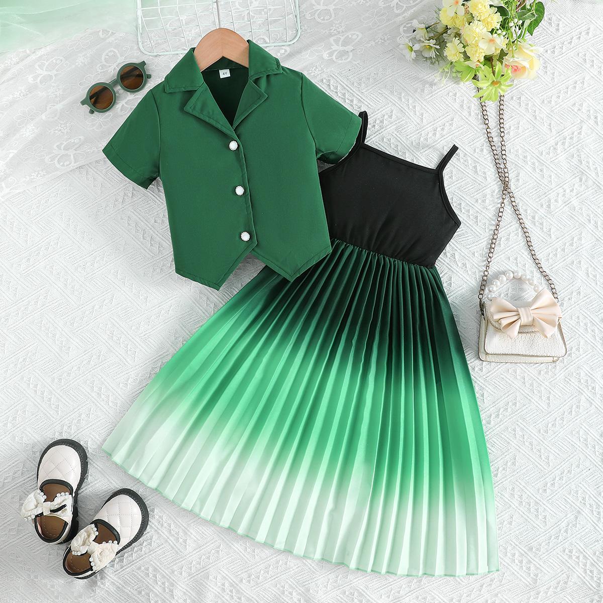 2PCS Girls Blazer & Ombre Pleated Cami Dress Set, Short Sleeve Jacket + Gradient Dress Outfit for 3-7Y 7Y амазонка
2PCS Girls Blazer & Ombre Pleated Cami Dress Set, Short Sleeve Jacket + Gradient Dress Outfit for 3-7Y 7Y амазонка