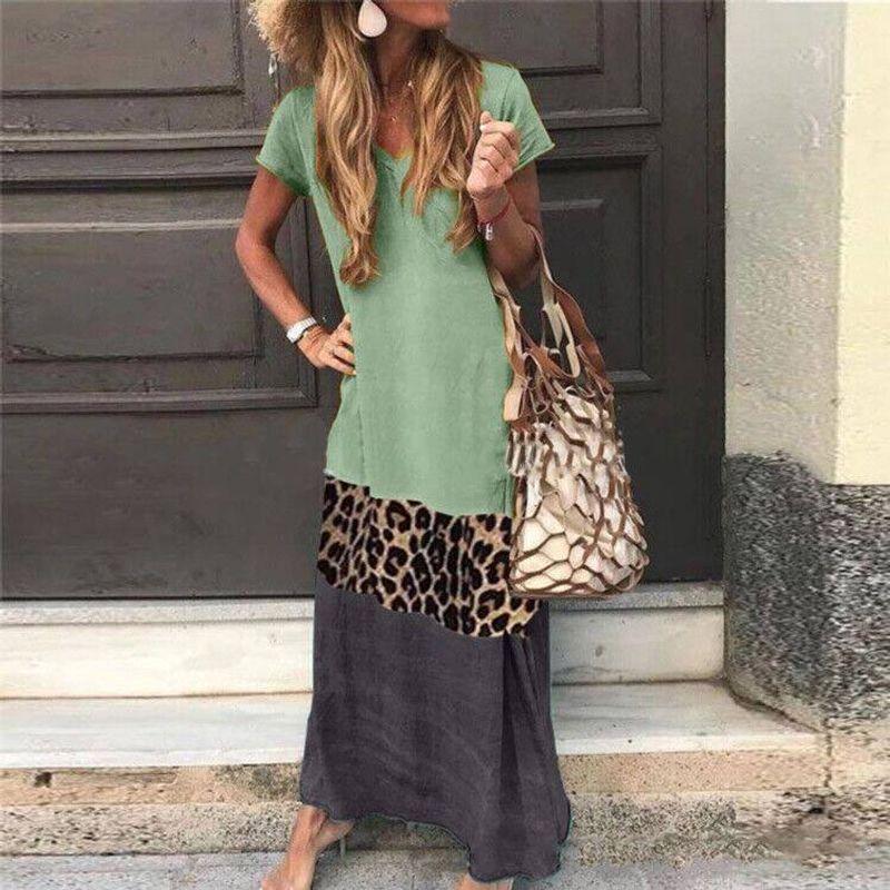 Plalindrome Simple Loose-Fitting Color-Blocked Leopard Print Short-Sleeve Printed V-Neck Long Dress Casual Dress Short Sleeves-Leopard Print-Green 3XL
Plalindrome Simple Loose-Fitting Color-Blocked Leopard Print Short-Sleeve Printed V-Neck Long Dress Casual Dress Short Sleeves-Leopard Print-Green 3XL