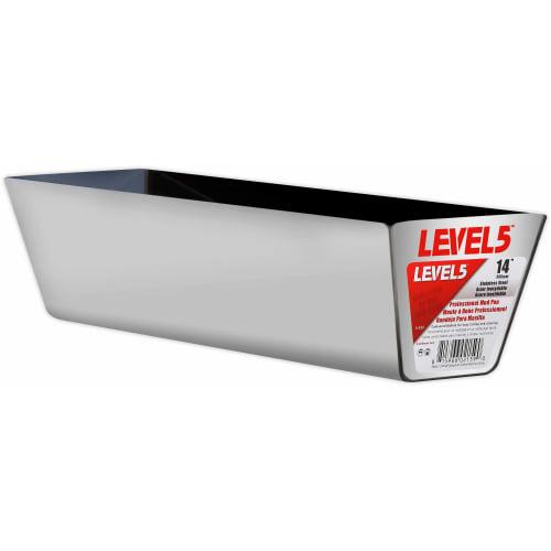 LEVEL5 Stainless Steel Mud Pan with Ergonomic Contoured Base | Professional Grade | Drywall Masonry Tool Tray Bucket | 5-334 14 Silver
LEVEL5 Stainless Steel Mud Pan with Ergonomic Contoured Base | Professional Grade | Drywall Masonry Tool Tray Bucket | 5-334 14 Silver