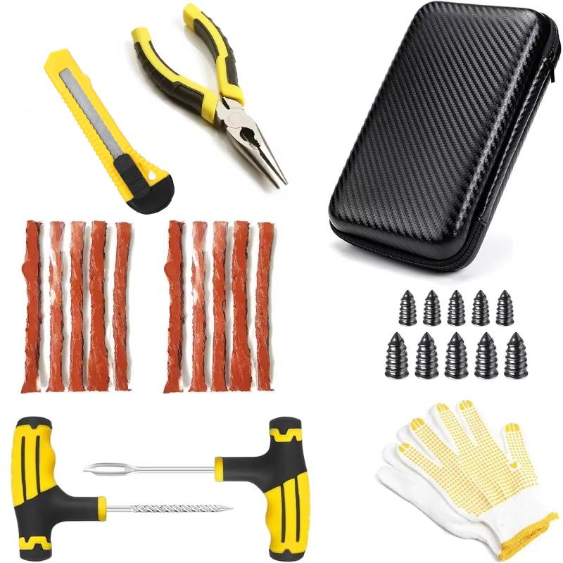 Professional Tire Plug Kit, Universal Tire Repair Kit with Plugs, Heavy Duty T-Handle Tool for Car, Truck, Motorcycle, Bike
Professional Tire Plug Kit, Universal Tire Repair Kit with Plugs, Heavy Duty T-Handle Tool for Car, Truck, Motorcycle, Bike