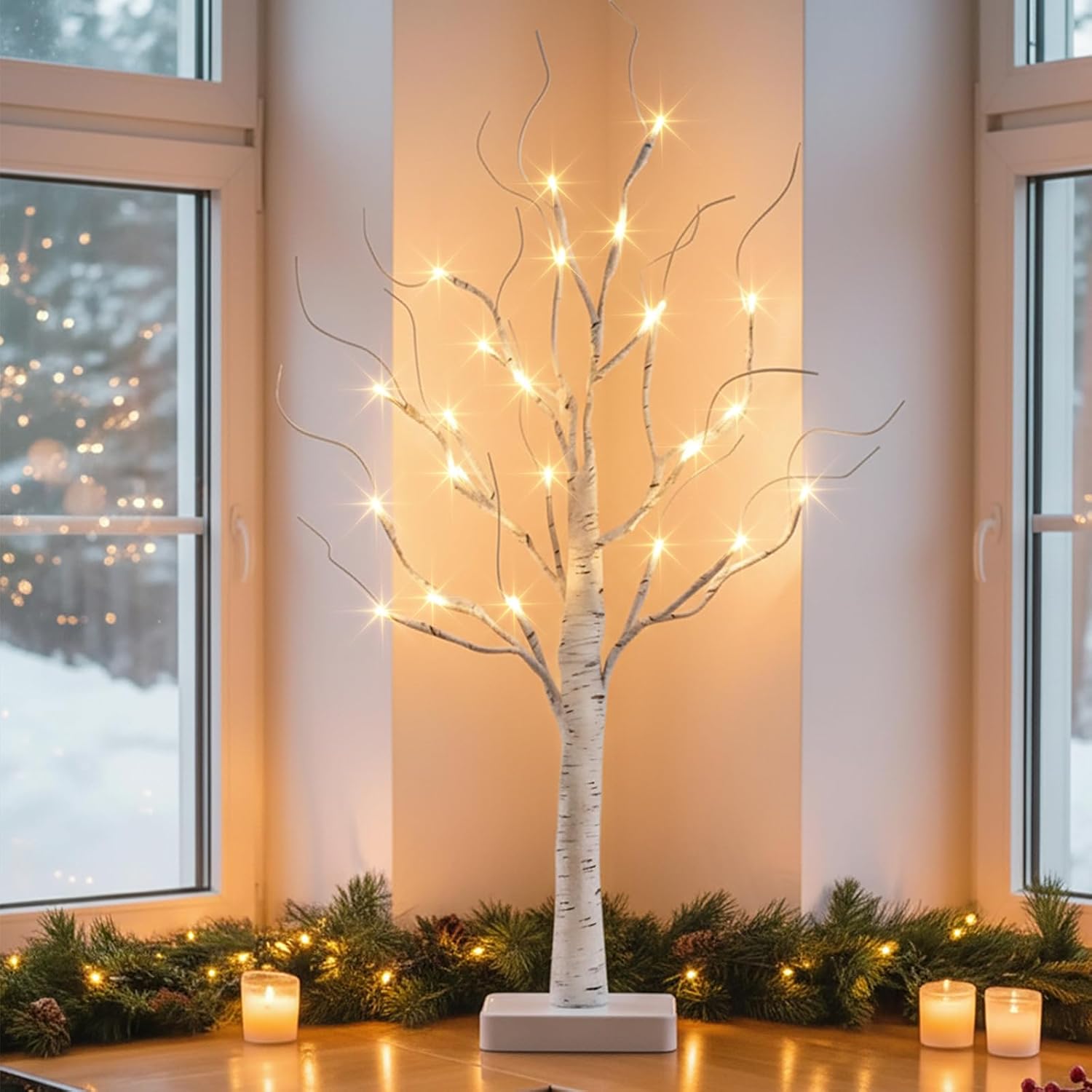 4 Pcs Battery-Powered Lighted Birch Tree Decorations, 22 Inch Christmas Tabletop Trees for Home Fireplace Party Decor 0.6M
4 Pcs Battery-Powered Lighted Birch Tree Decorations, 22 Inch Christmas Tabletop Trees for Home Fireplace Party Decor 0.6M