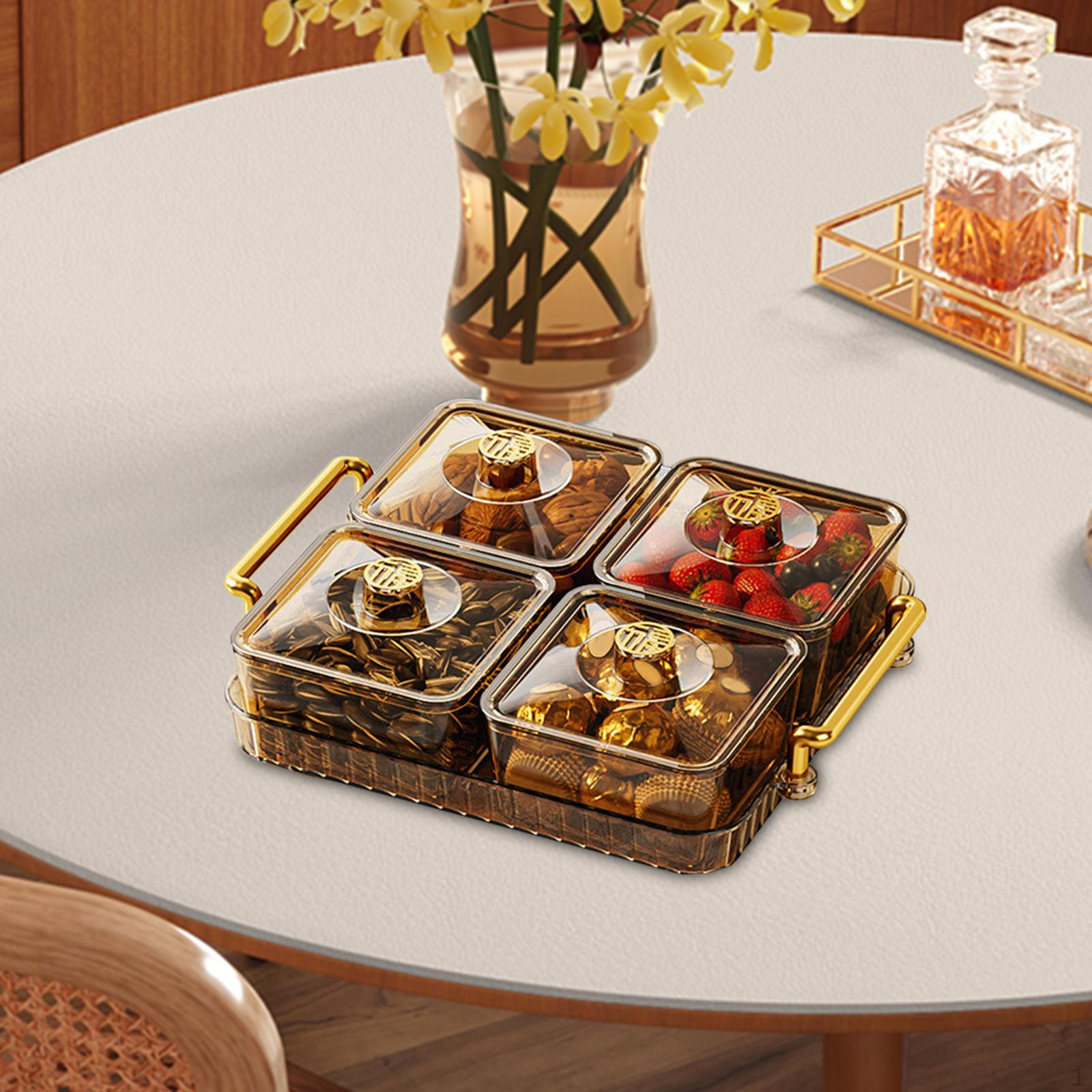 Блюдо для закусок, органайзер для сервировочной миски с орехами, поднос для сухофруктов с крышкой, разделенный 4 grid brown
Блюдо для закусок, органайзер для сервировочной миски с орехами, поднос для сухофруктов с крышкой, разделенный 4 grid brown