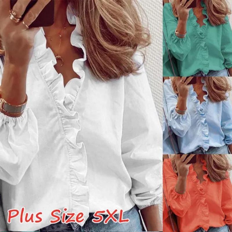 S-5XL New Print Women Ruffled Blouse Shirt Female Slim Fit Long Sleeve Blouses Women Clothes V-neck Tops Plus Size S помаранчевий
S-5XL New Print Women Ruffled Blouse Shirt Female Slim Fit Long Sleeve Blouses Women Clothes V-neck Tops Plus Size S помаранчевий