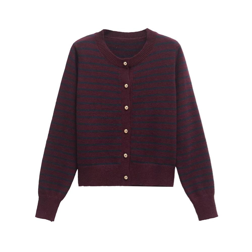 2025 Spring Women s Striped Knit Cardigan: Long-Sleeve, Round Neck, Simple Print Fashion L вина червоного кольору
2025 Spring Women s Striped Knit Cardigan: Long-Sleeve, Round Neck, Simple Print Fashion L вина червоного кольору
