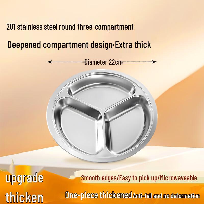 201 Stainless Steel Round Divided Meal Trays (Pack of 10) 22cm Diameter
201 Stainless Steel Round Divided Meal Trays (Pack of 10) 22cm Diameter