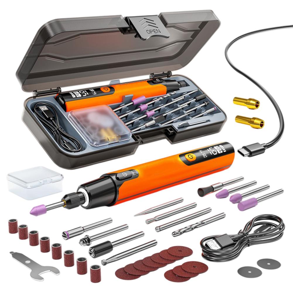 Rotary Tool Kit Cordless with Rechargeable Battery and LED Speed Display 30 Accessories for Woodworking and Detailing
Rotary Tool Kit Cordless with Rechargeable Battery and LED Speed Display 30 Accessories for Woodworking and Detailing